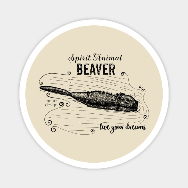 Spirit animal Beaver black Magnet by mnutz